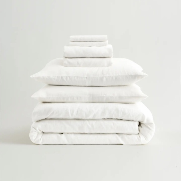 Quince Bedding Quince White Full European Linen Duvet Deluxe Bundle